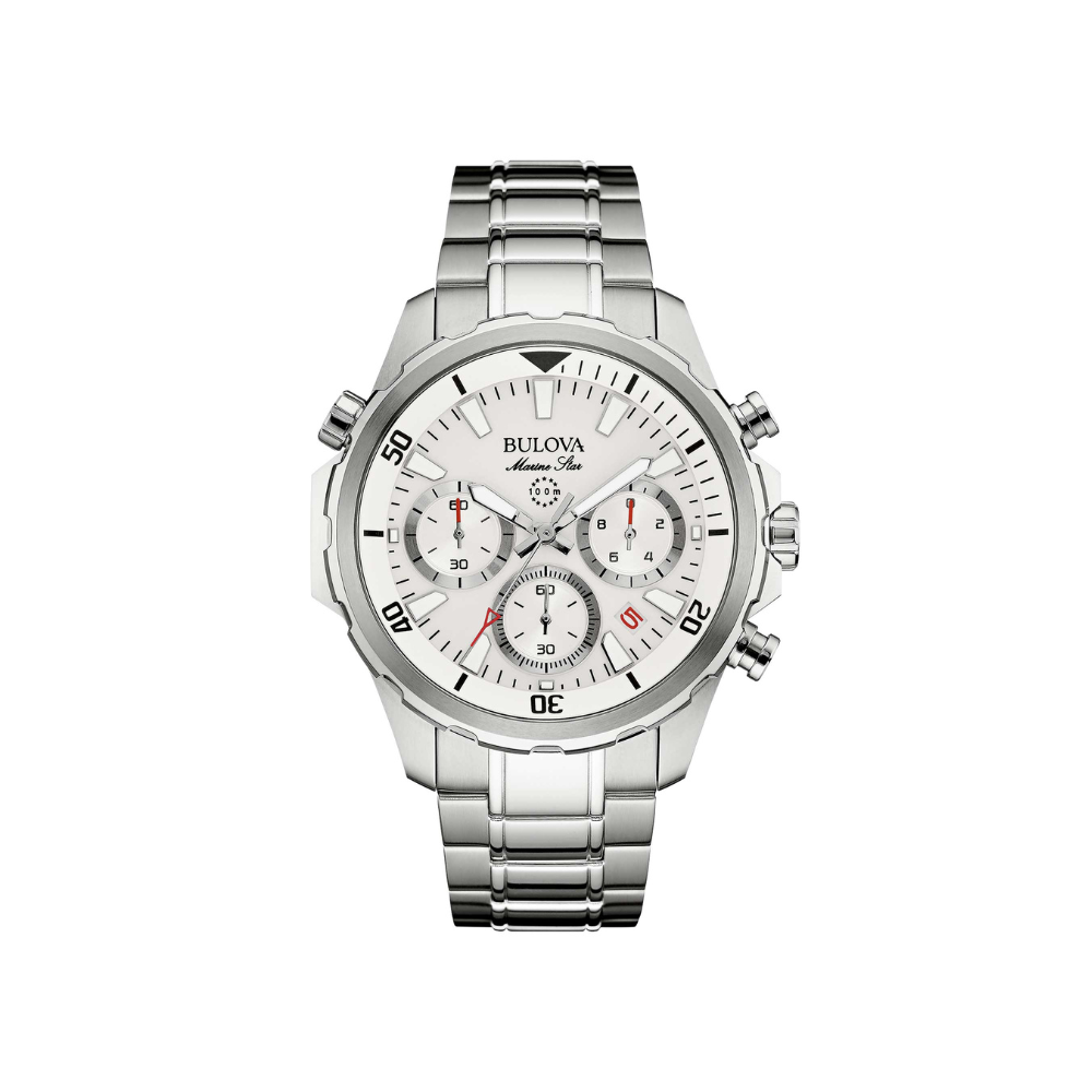 Bulova Uomo Marine Star Sport Bianco con Cinturino in Acciaio 96B255