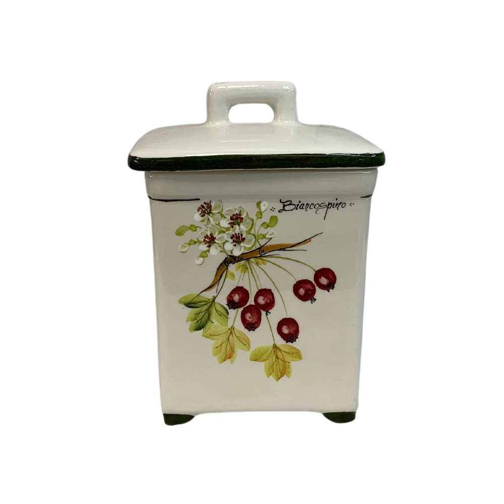 Scatola dipinta a mano Ceramiche Fabbro - Collezione Biancospino - 13cm