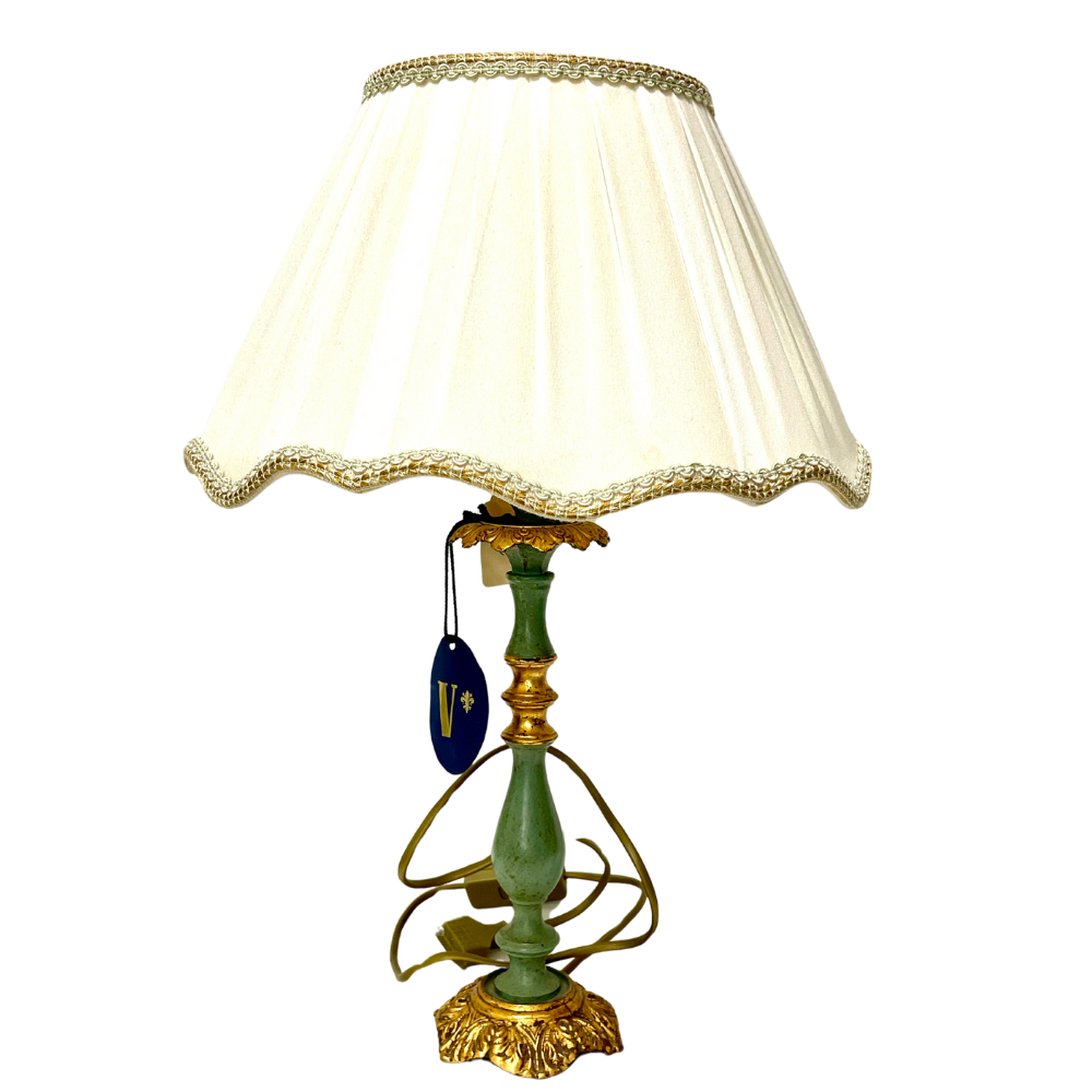 Bajour Vintage dipinta a mano color verde e oro - rif. 1668