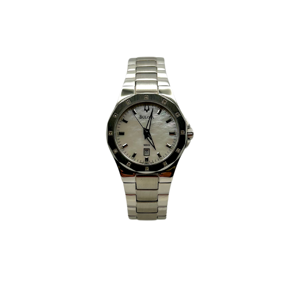 Bulova Donna Bianco con Diamanti sulla Ghiera 63R37