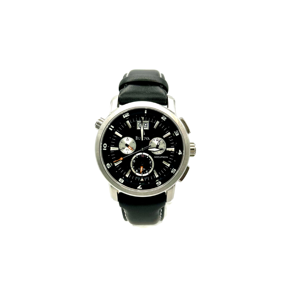 Bulova Uomo Accutron Cronografo Nero in Pelle Nero 63F56