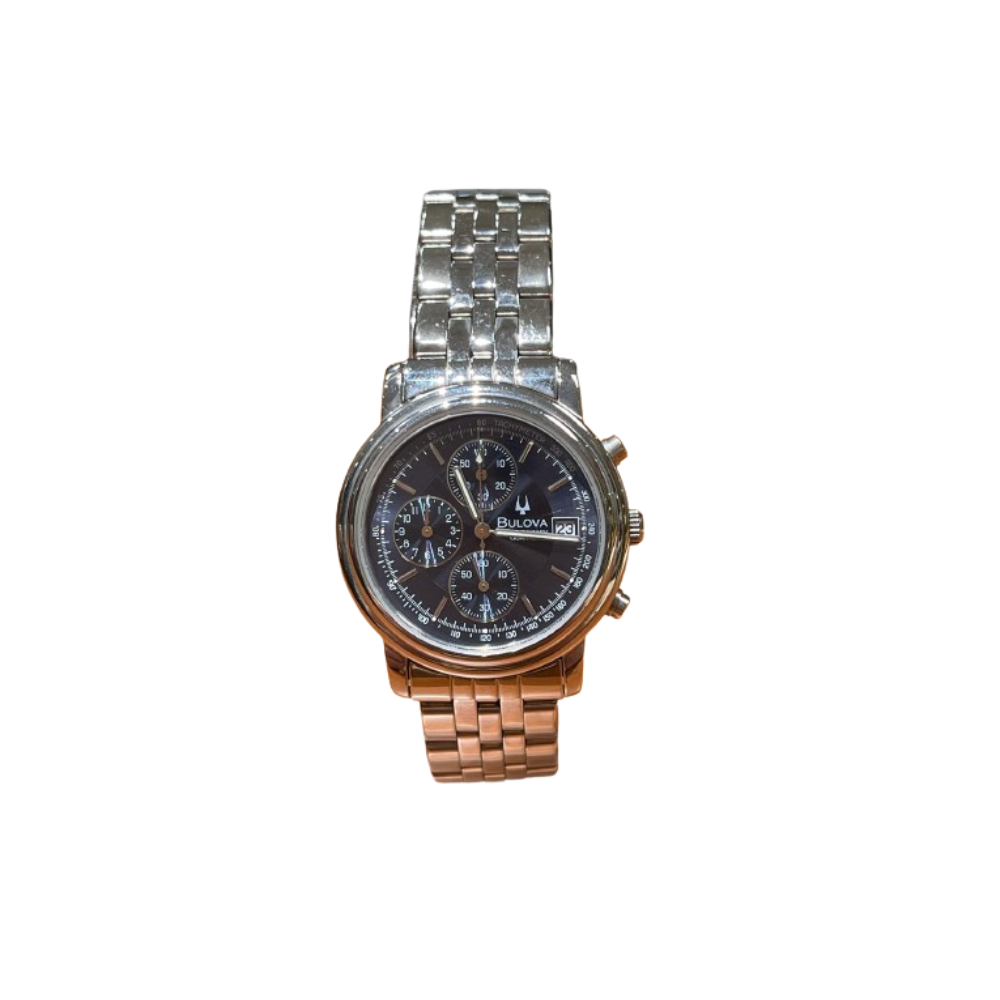Bulova Uomo Cronografo Blu con Cinturino in Acciaio JC728