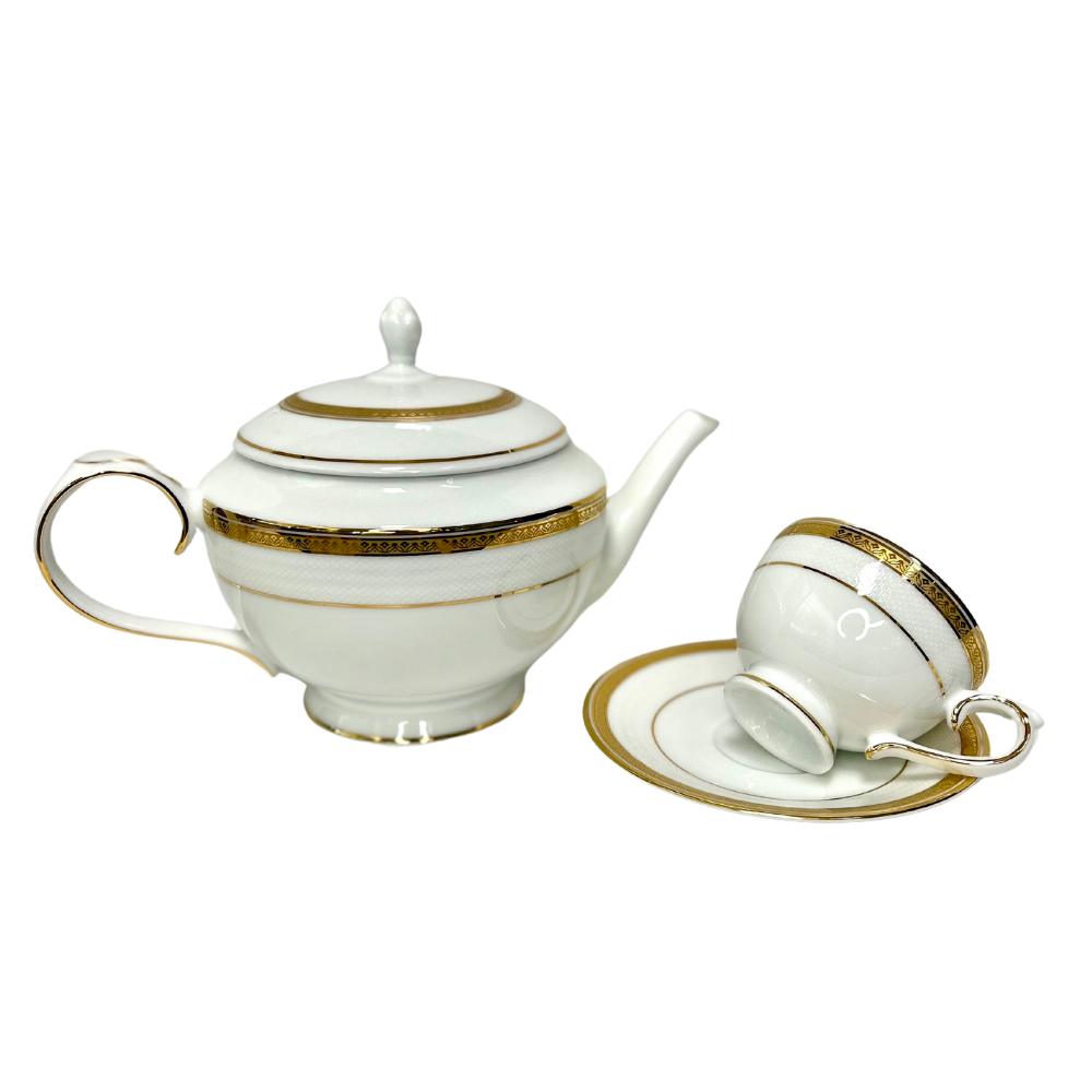 Servizio piatti e caffè Rosenberg filo oro Fine Porcelain Bardot Gold Collection Limoges