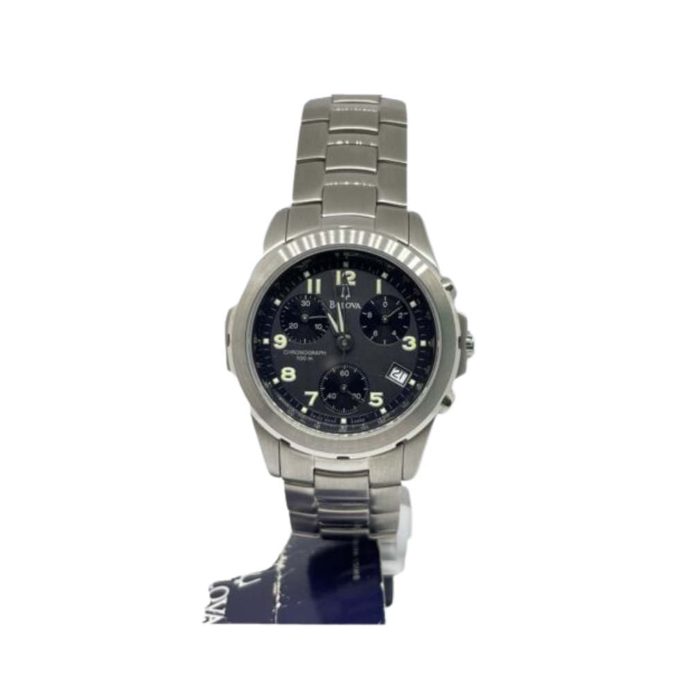 Bulova Uomo Cronografo Nero con Cinturino in Acciaio 63B68