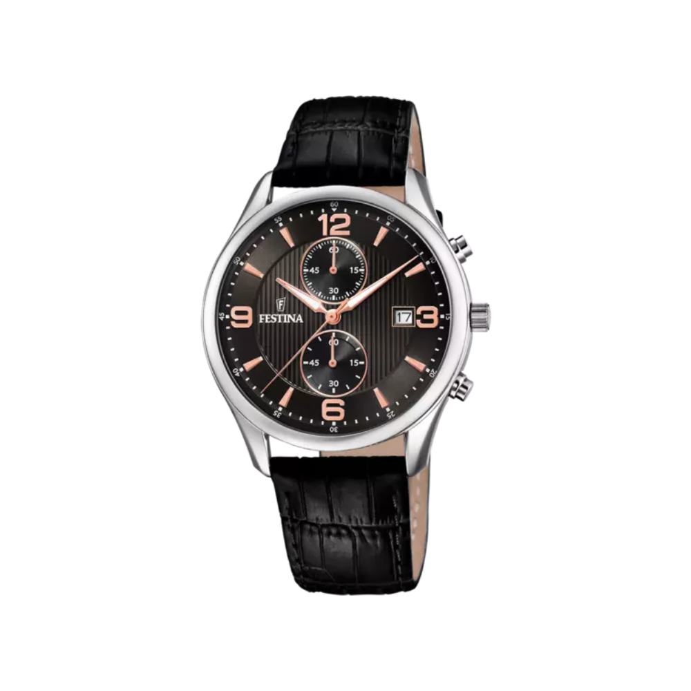 Festina Uomo Timeless Chronograph Nero con Cinturino in Pelle F6855/7