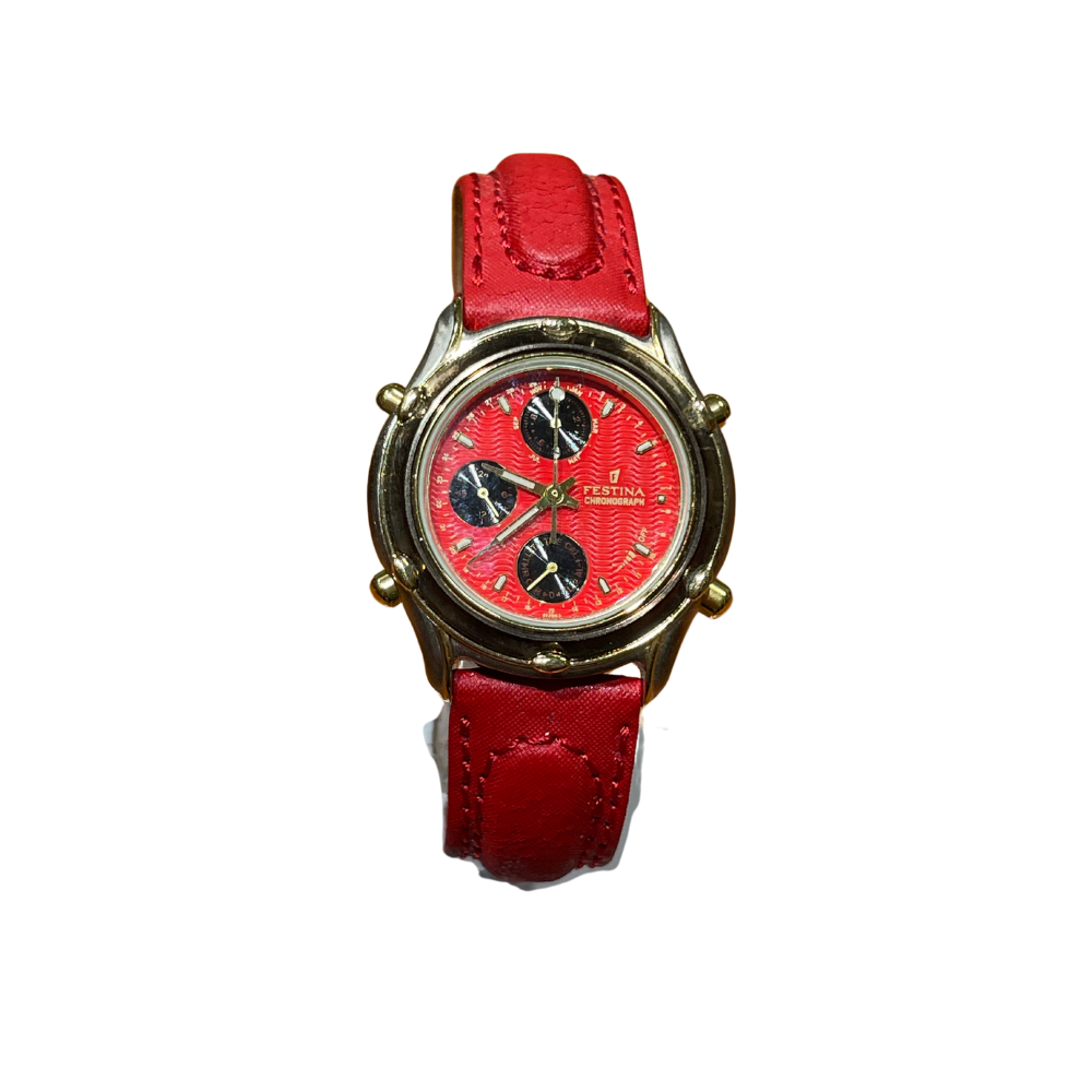Festina Uomo Cronografo Rosso con Cinturino Rosso in Pelle F6539