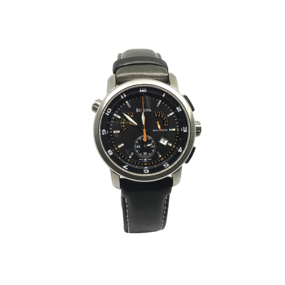 Bulova Uomo Accutron Cronografo Nero in Pelle Marrone 63B004