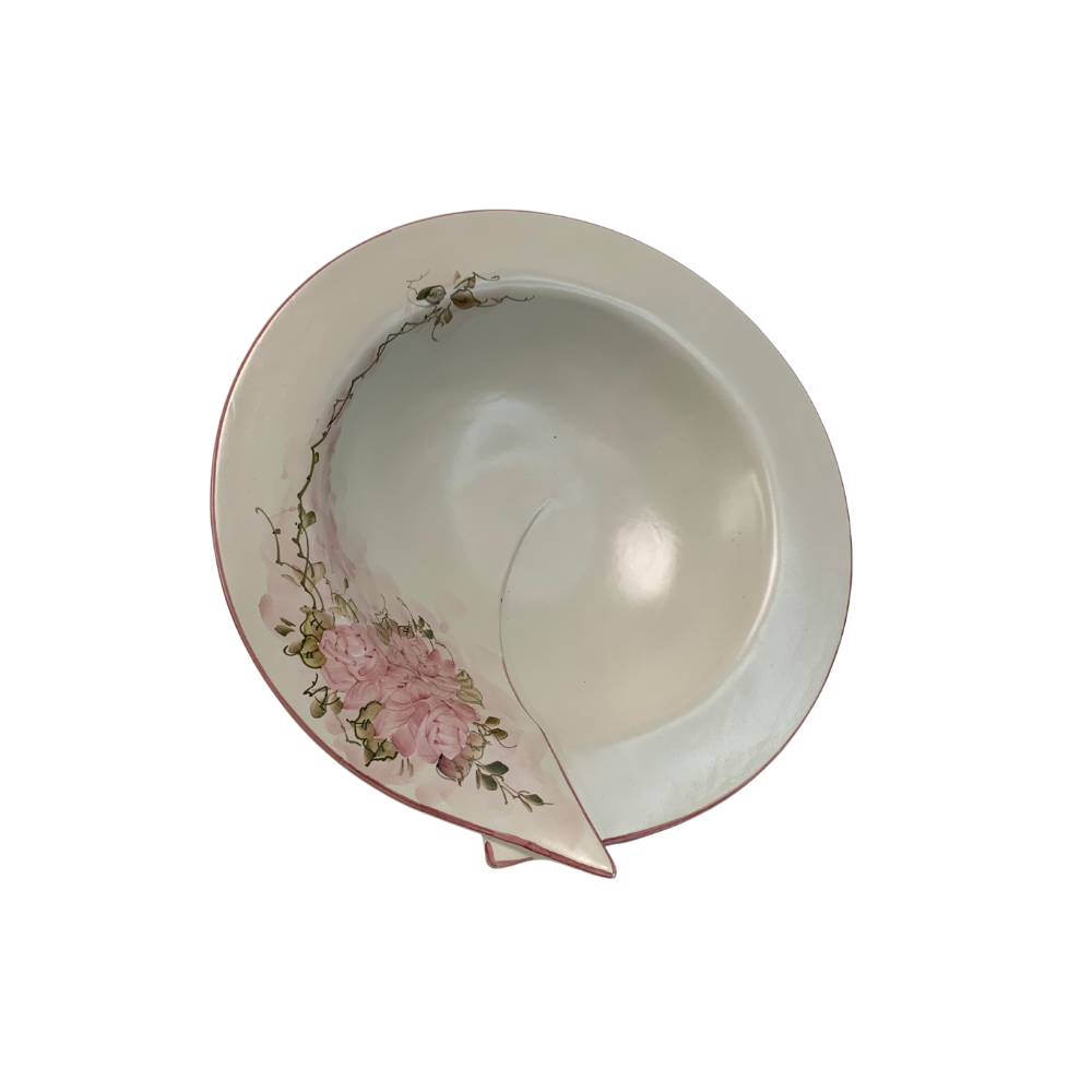 Centrotavola dipinto a mano Bianco con Rose - Ceramiche Fabbro - rif. 437