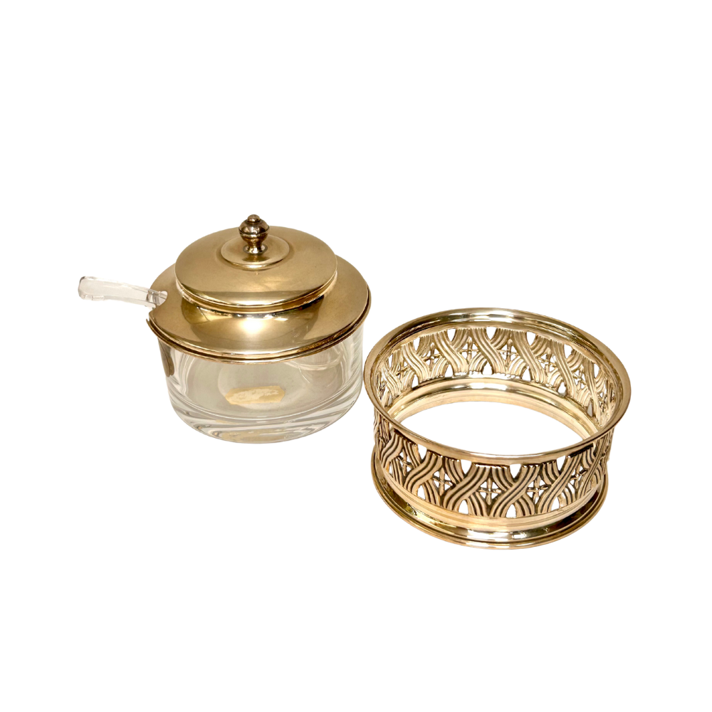 Formaggiera in argento 800 e cristallo lavorato - rif. 585