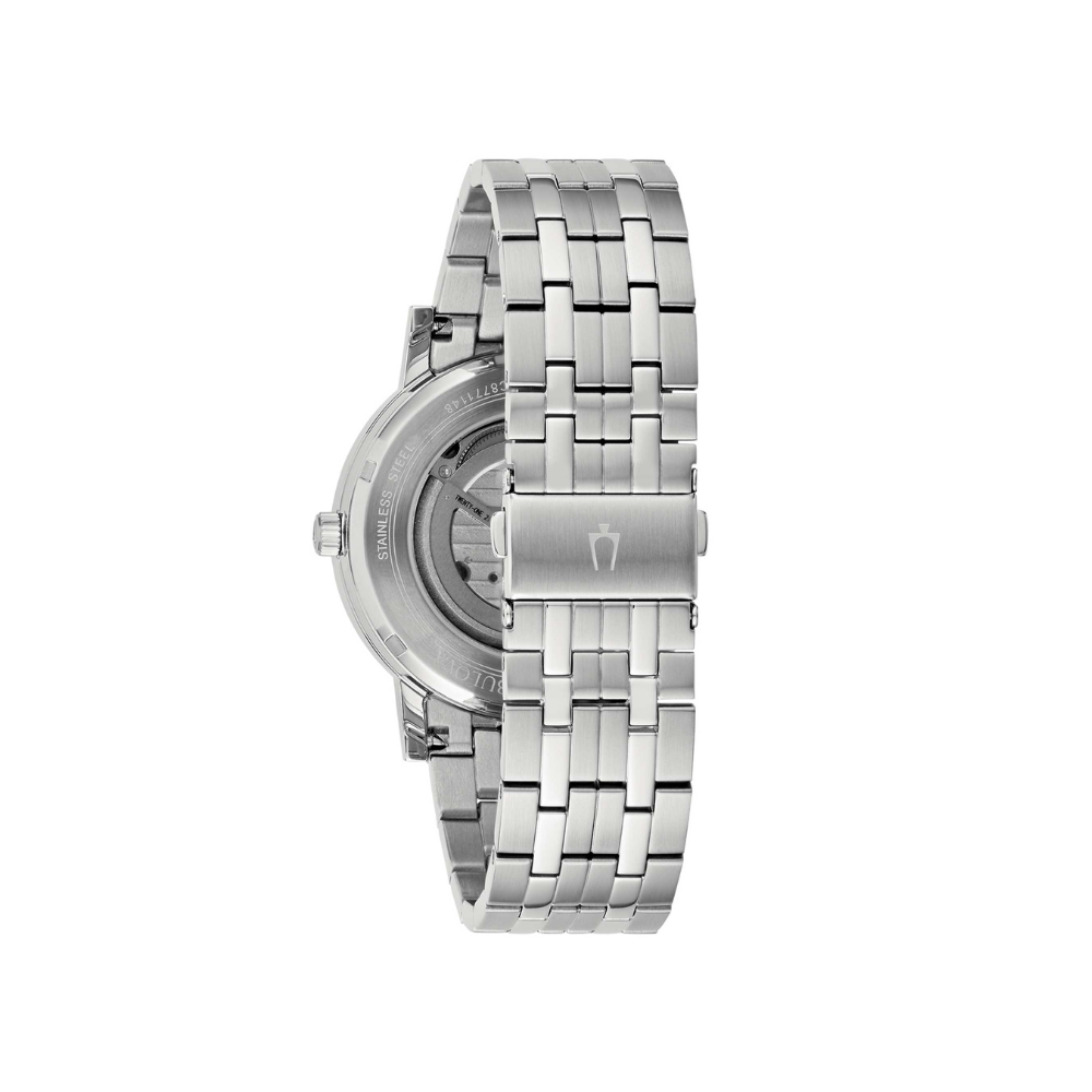 Bulova Uomo Clipper Open Automatic Nero con cinturino in acciaio 96A239