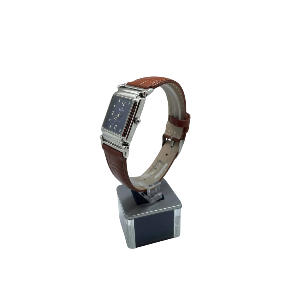 Bulova Donna Blu con Cinturino Marrone in Pelle BC717