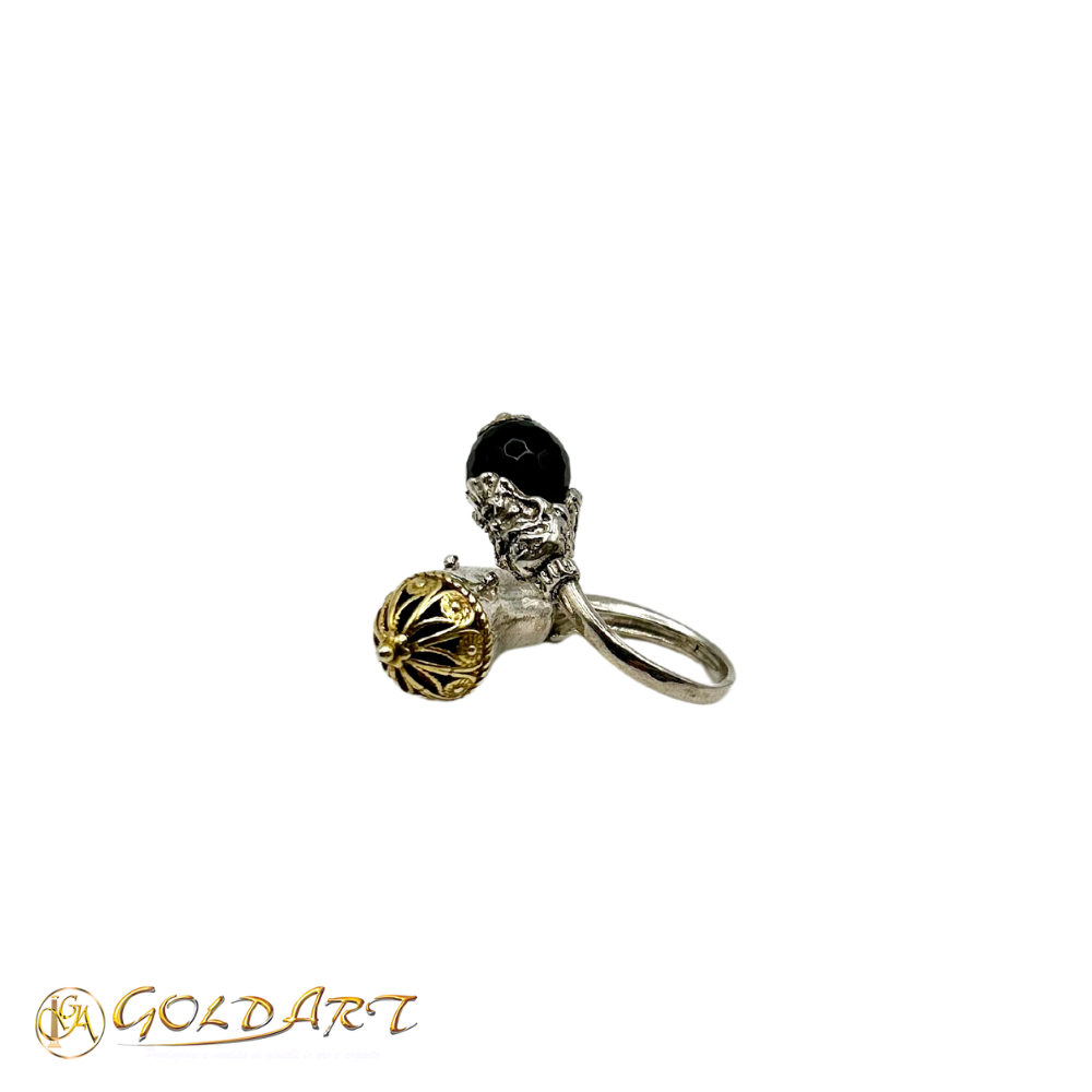 Anello Donna Gold’Art Tesoro di Hera Magna Grecia e Agata nera - Rif. AN04NOCODE04