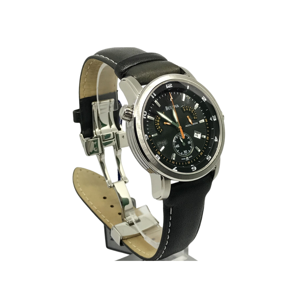 Bulova Uomo Accutron Cronografo Nero in Pelle Marrone 63B004