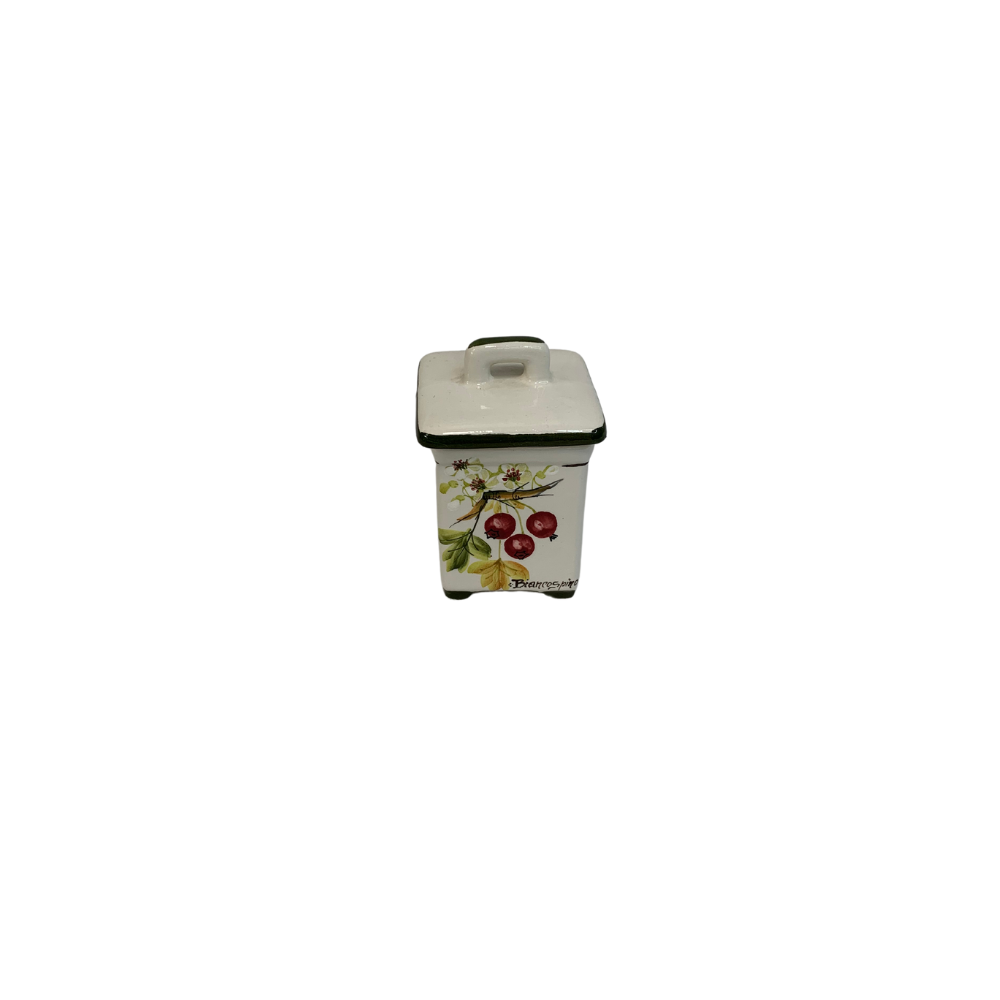 Scatola dipinta a mano Ceramiche Fabbro - Collezione Biancospino - 7cm