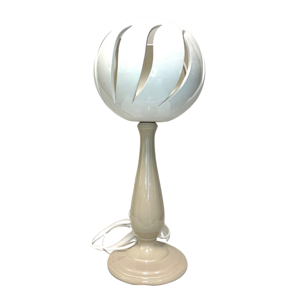 Lampada Luigi Greco in porcellana bianca e beige lavorata a mano - rif. 3128