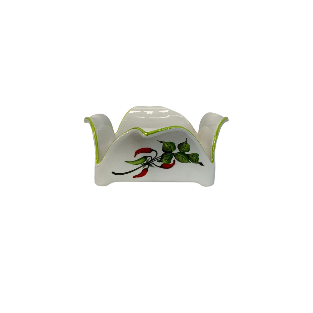 Portatovaglioli dipinto a mano Ceramiche Fabbro - Collezione Peperoncino