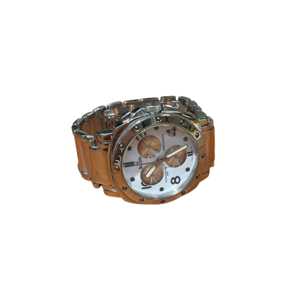 Bulova Uomo Cronografo Bianco con Cinturino in Acciaio JC1003