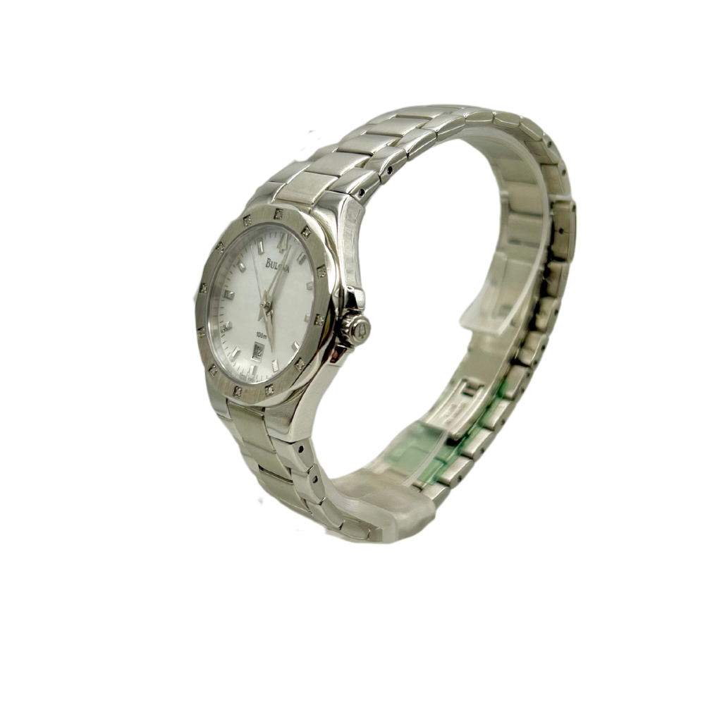 Bulova Donna Bianco con Diamanti sulla Ghiera 63R37