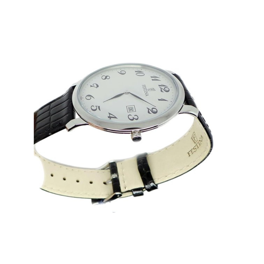 Festina Uomo Solo Tempo Bianco con Cinturino Nero in Pelle F6806/5