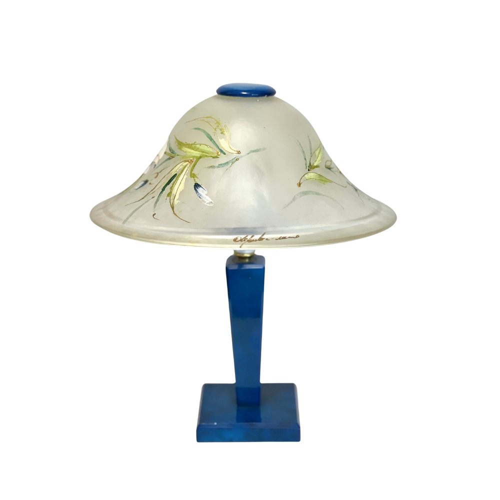 Lampada Vintage in vetro lavorata e dipinta a mano con base in murano