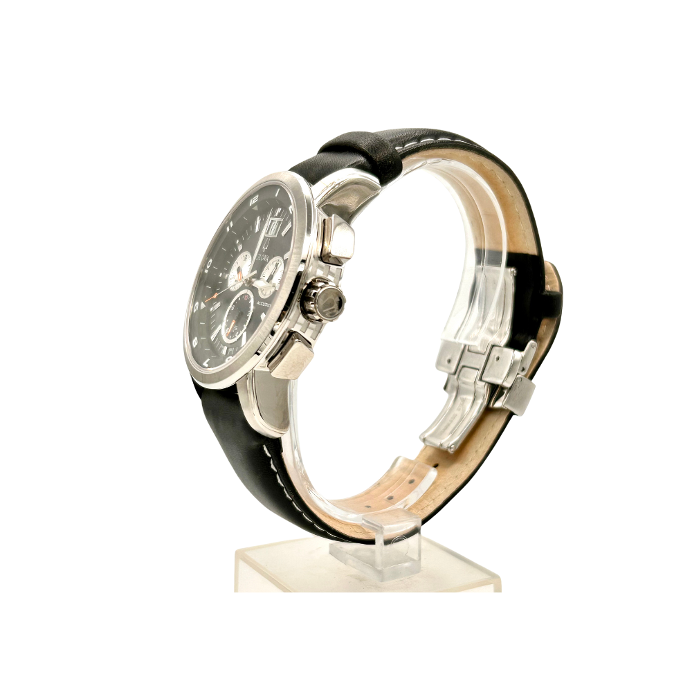 Bulova Uomo Accutron Cronografo Nero in Pelle Nero 63F56