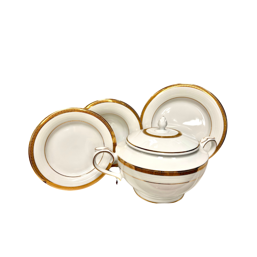Servizio piatti e caffè Rosenberg filo oro Fine Porcelain Bardot Gold Collection Limoges