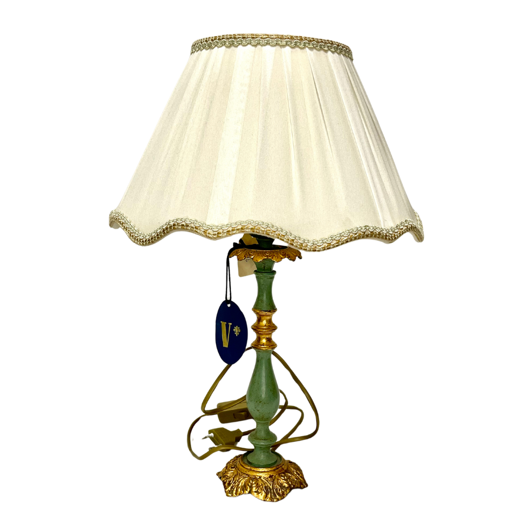 Bajour Vintage dipinta a mano color verde e oro - rif. 1668
