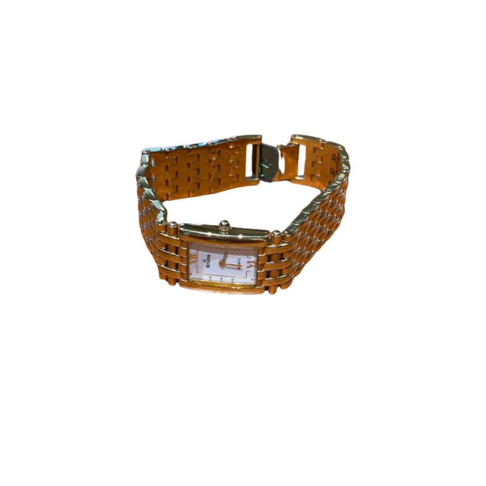 Bulova Donna Bianco con Cinturino Placcato in Oro 39882