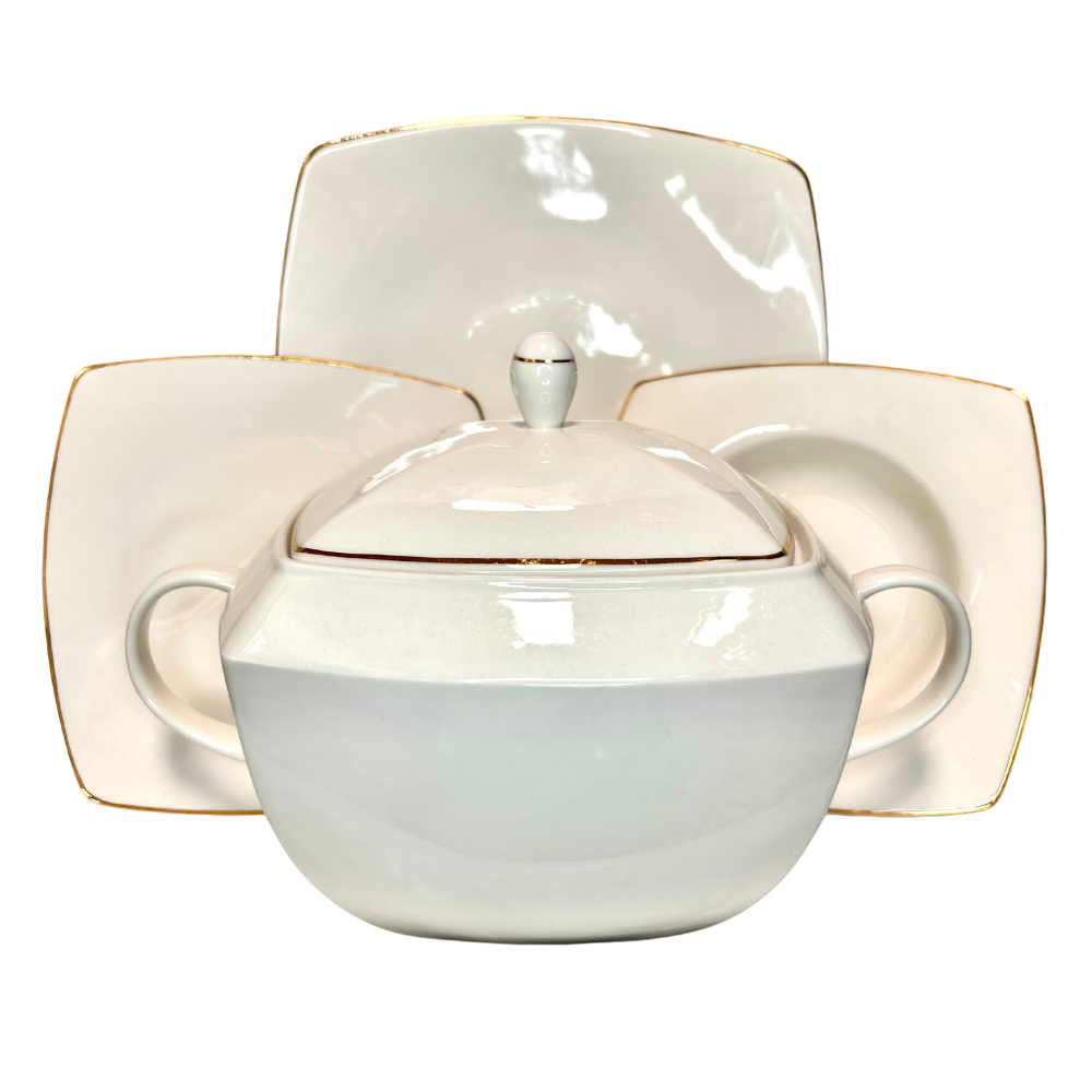Servizio piatti e caffè Rosenberg filo d'oro Collection Gold Line