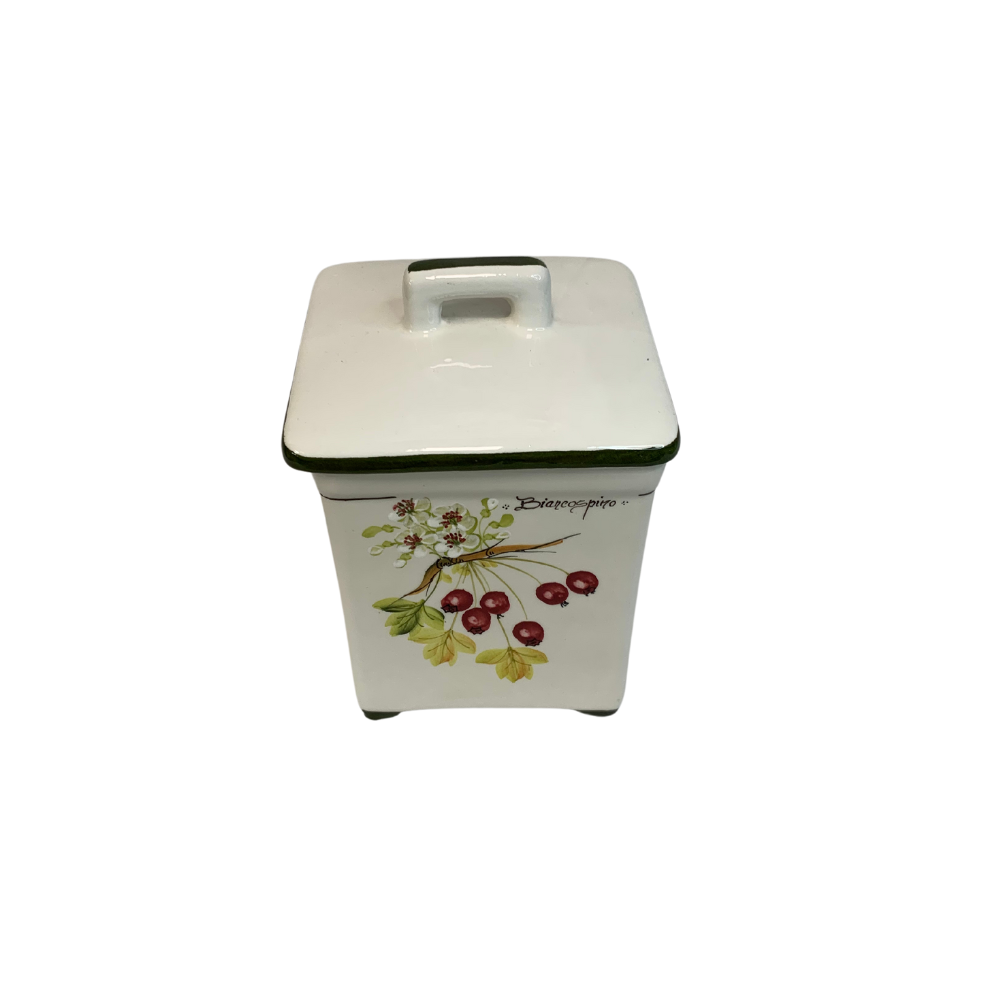 Scatola dipinta a mano Ceramiche Fabbro - Collezione Biancospino - 13cm