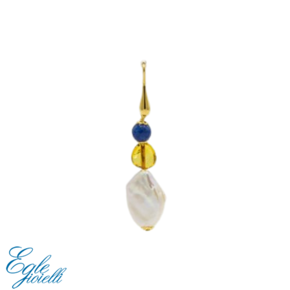 Orecchini Donna Egle Gioielli pendente con ambra e perle - Rif. P72OR