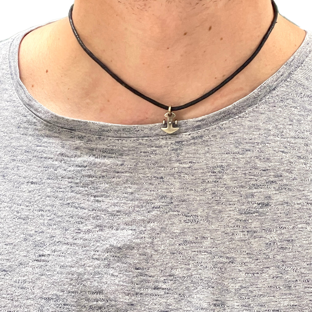 Collana in caucciù con ancora - rif. C707E
