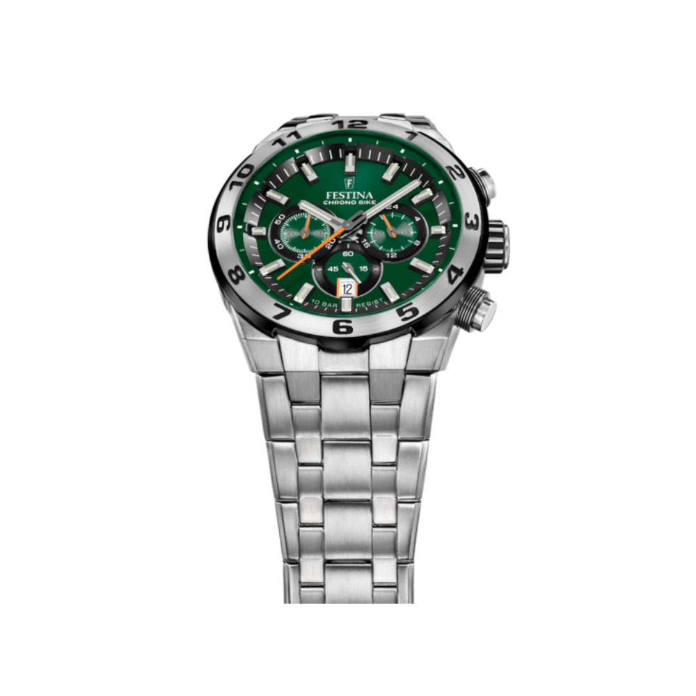 Festina Uomo Chrono Bike Verde con Cinturino in Acciaio F20670/2