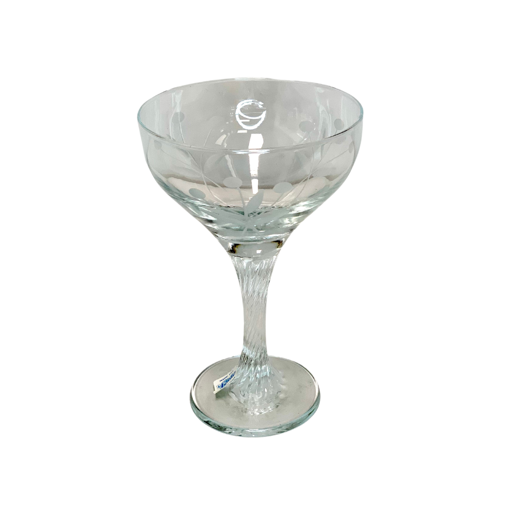 Servizio bicchieri champagne in cristallo filo d'argento 6 pezzi