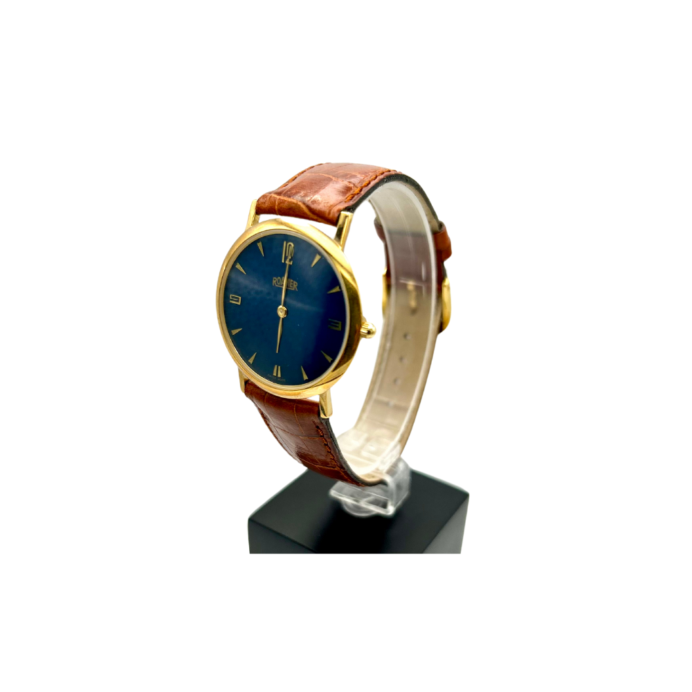 Roamer Uomo quarzo Blu con cinturino in pelle marrone 500957