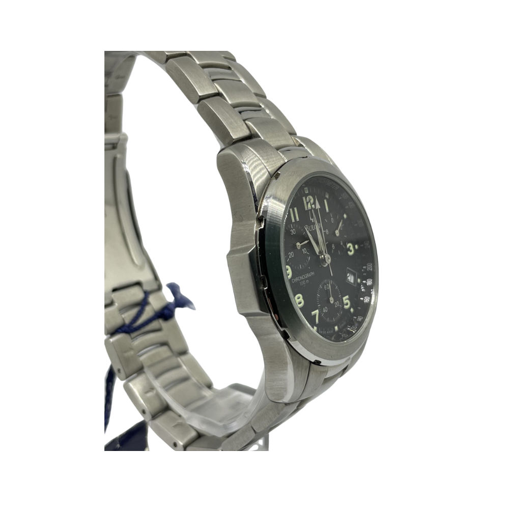 Bulova Uomo Cronografo Nero con Cinturino in Acciaio 63B68