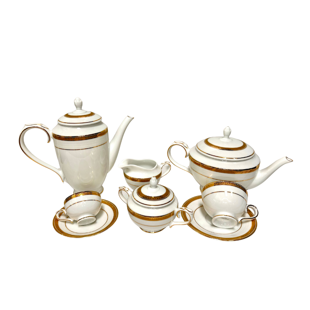 Servizio piatti e caffè Rosenberg filo oro Fine Porcelain Bardot Gold Collection Limoges