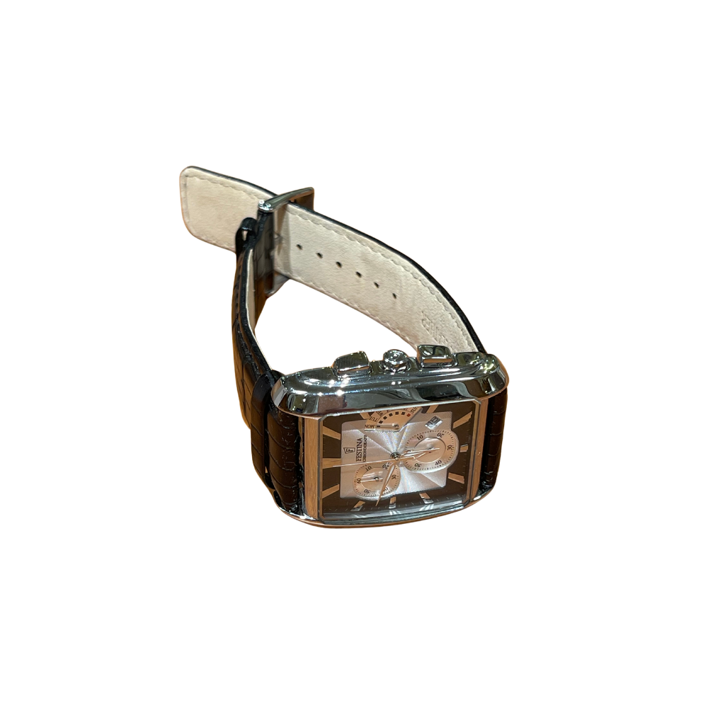 Festina Uomo Cronografo Solo Tempo Nero con Cinturino Nero in Pelle F6728/1