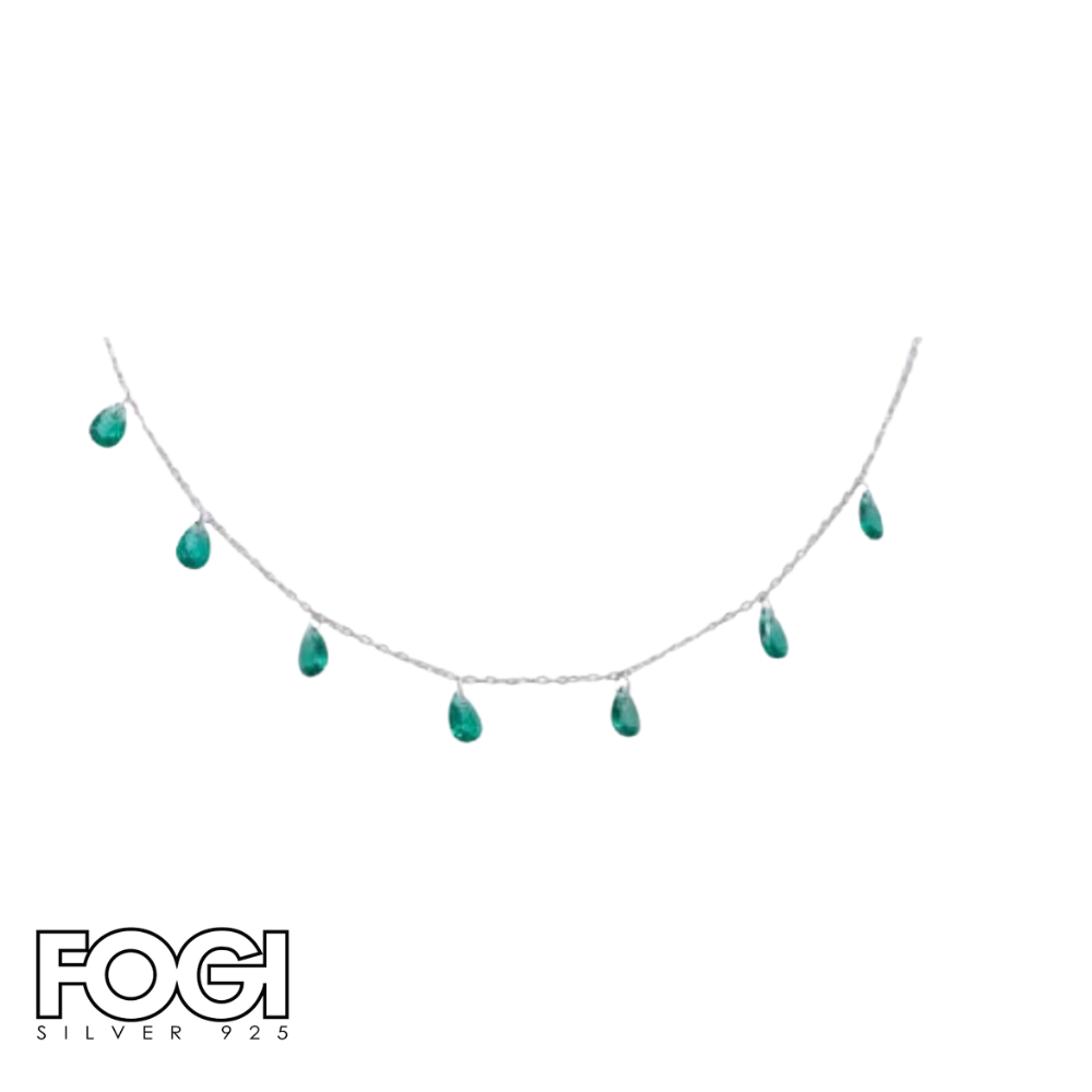 Collana Donna Fogi Silver 925 Collezione Rugiada con pietre verdi Rif. BDC71/1/2C