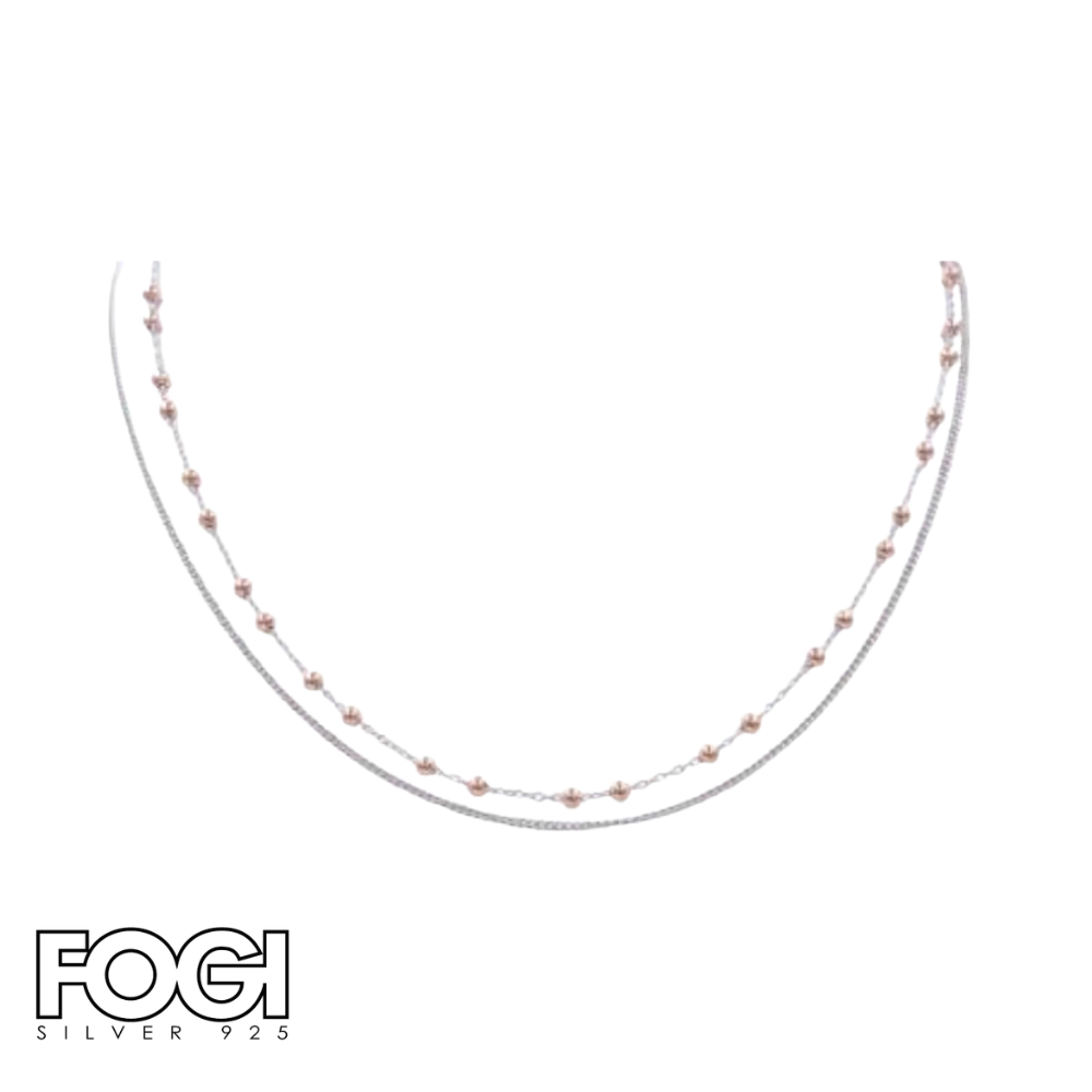Collana Donna Fogi Silver 925 con pietre dure piccole dorate Rif. BDC74/13
