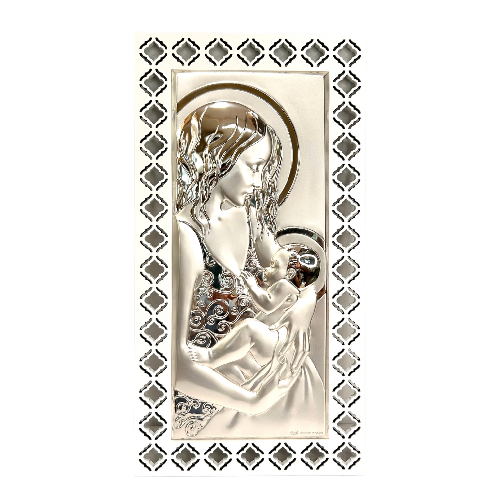 Icona New Daniel raffigurante Maria e Gesù in argento