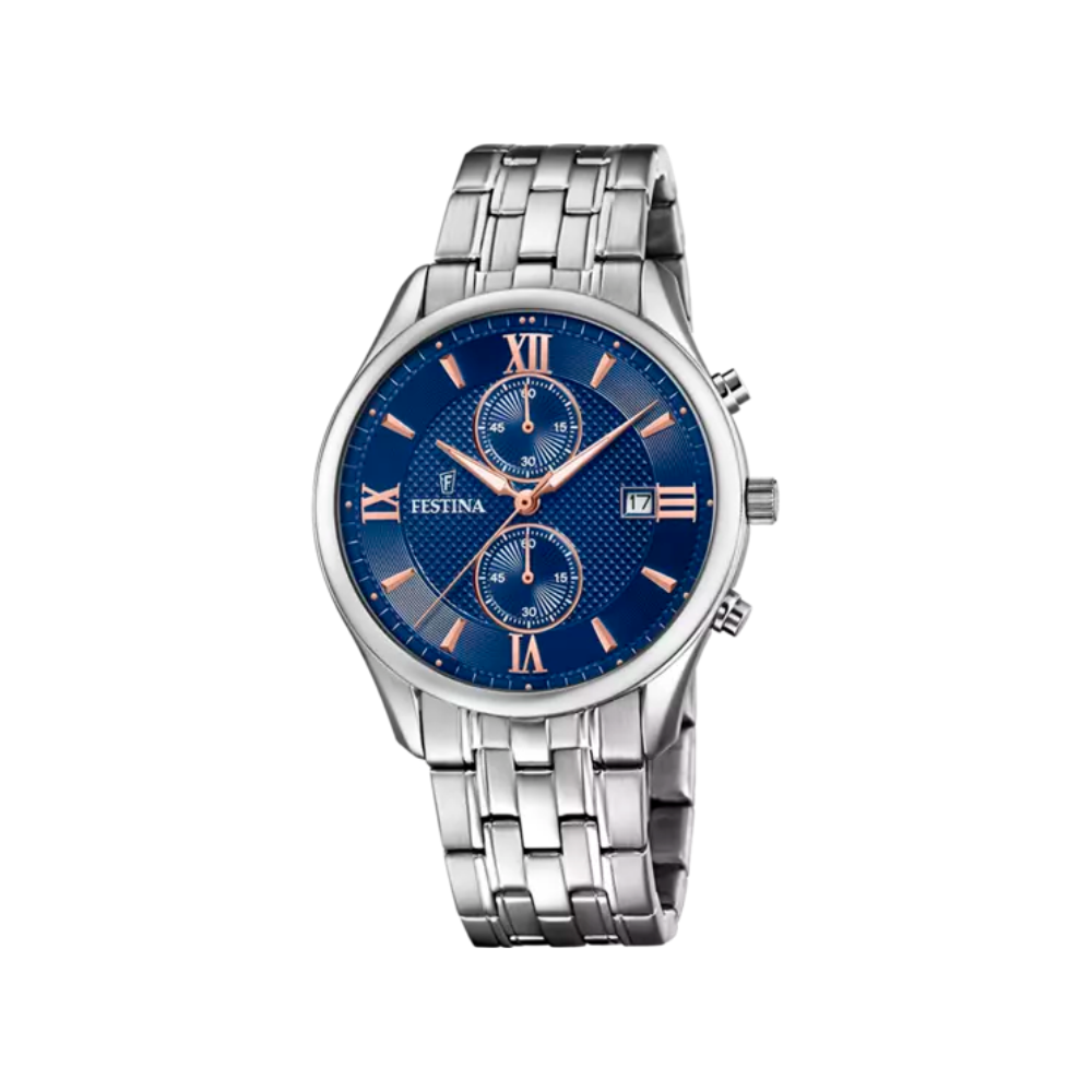 Festina Uomo Timeless Chronograph Blu con Cinturino in Acciaio F6854/6