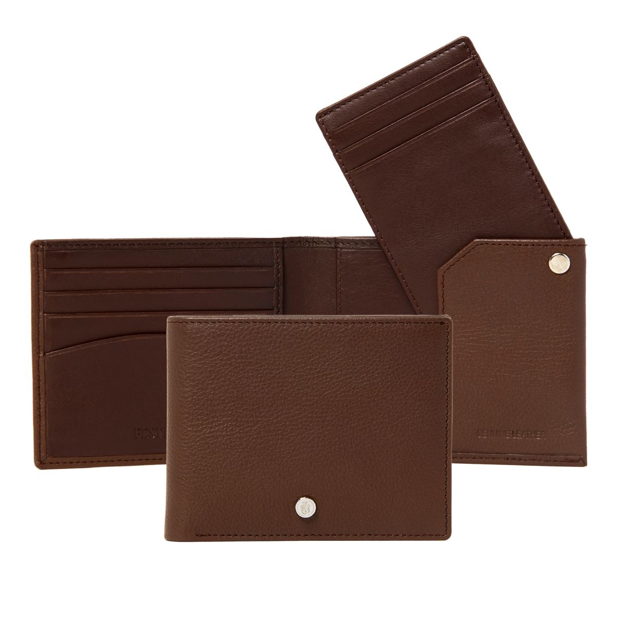 Portafoglio marrone con bottone con bottone FLW326/Y