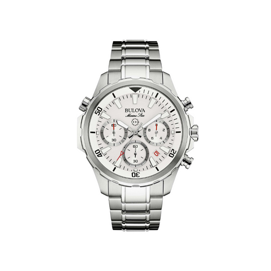 Bulova Uomo Marine Star Sport Bianco con Cinturino in Acciaio 96B255