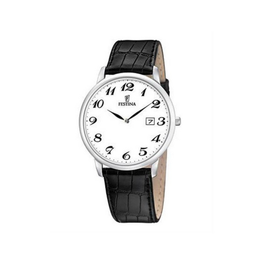 Festina Uomo Solo Tempo Bianco con Cinturino Nero in Pelle F6806/5