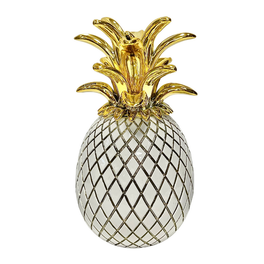 Ananas Sequenze lavorato e dipinto a mano bianco e oro - rif. ANO171/2