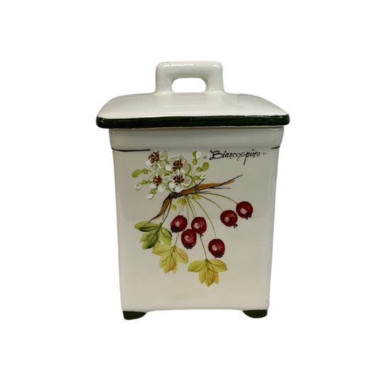 Scatola dipinta a mano Ceramiche Fabbro - Collezione Biancospino - 13cm