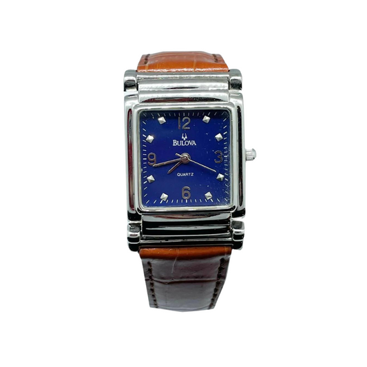 Bulova Donna Blu con Cinturino Marrone in Pelle BC717