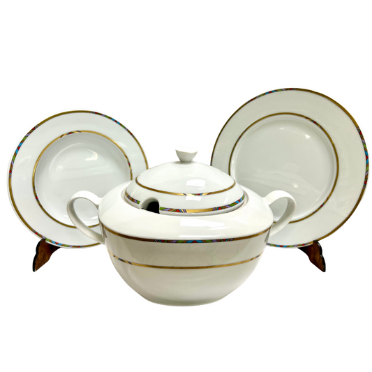 Servizio piatti Ludwig Bavaria Germany filo oro e cobalto - rif. 4922