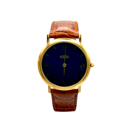 Roamer Uomo quarzo Blu con cinturino in pelle marrone 500957